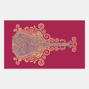Day of the Dead Guitar Rectangular Sticker
