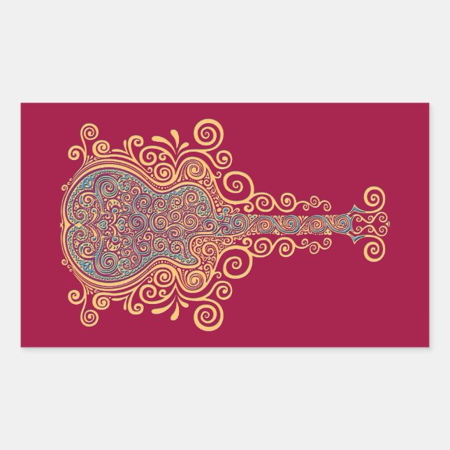 Day of the Dead Guitar Rectangular Sticker (Front)
