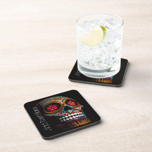 Day of the Dead Halloween Cute Painted Skull Coaster
