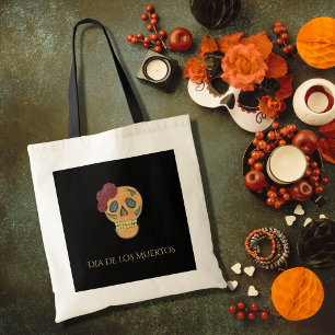 Day of the Dead Halloween Gothic Sugar Skull Tote Bag