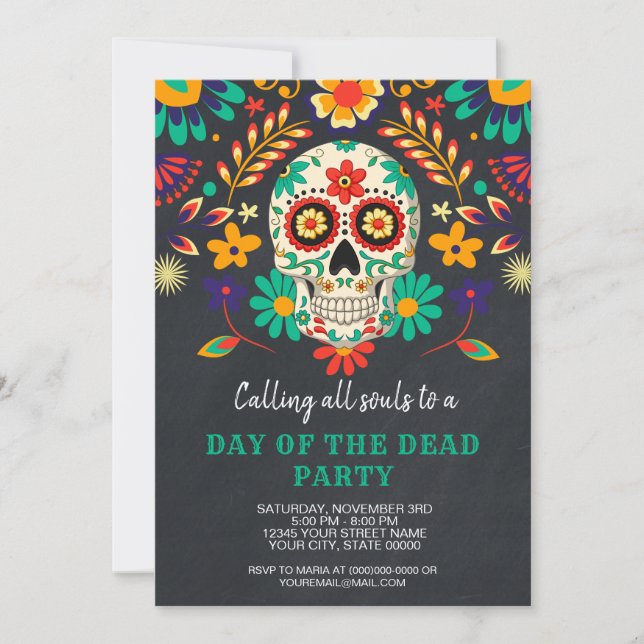 Day of the Dead Halloween Party Invitation (Front)