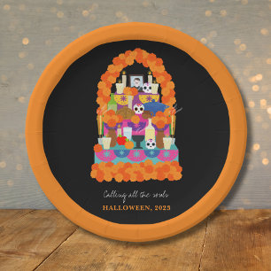 Day of the dead halloween party paper plate