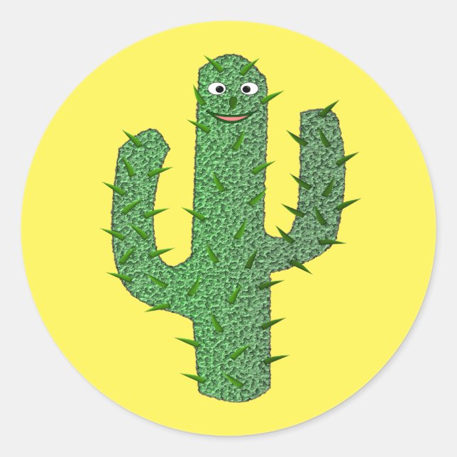 Day of the Dead Happy Cactus Classic Round Sticker (Front)