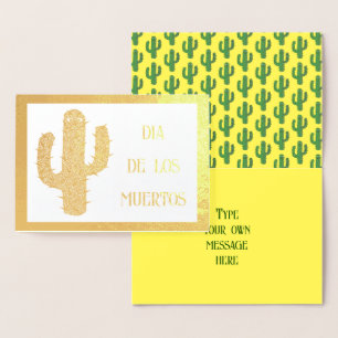 Day of the Dead Happy Cactus Custom Foil Card