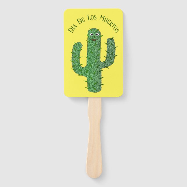 Day of the Dead Happy Cactus Custom Hand Fan (Front)