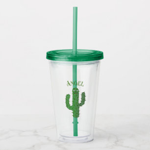 Day of the Dead Happy Cactus Custom Name Acrylic Tumbler