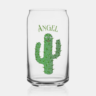 Day of the Dead Happy Cactus Custom Name Can Glass