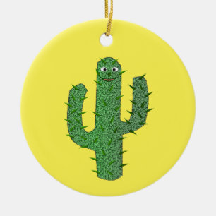 Day of the Dead Happy Cactus Custom Name Ceramic Ornament