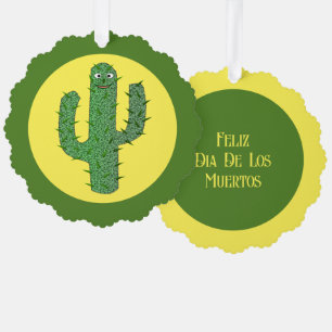Day of the Dead Happy Cactus Custom Tree Decoration Card
