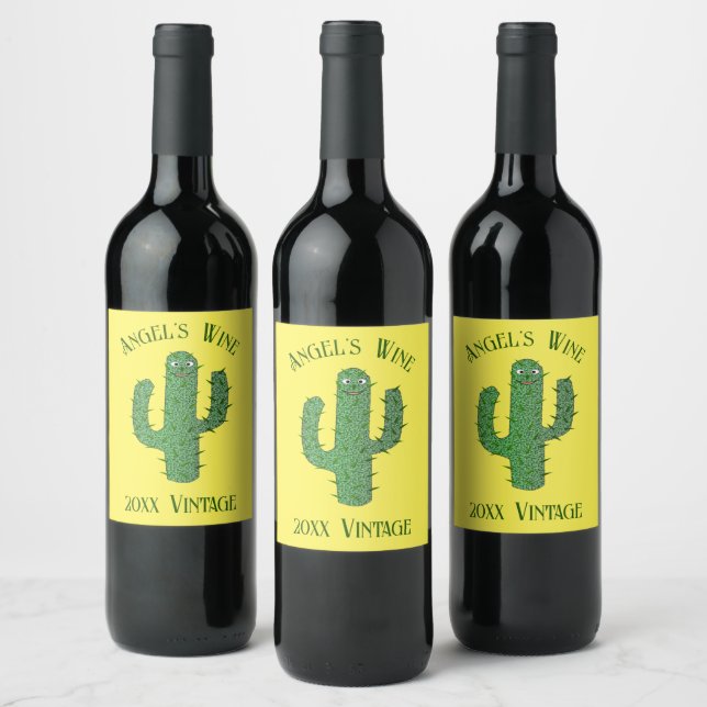 Day of the Dead Happy Cactus Custom Wine Label (Bottles)