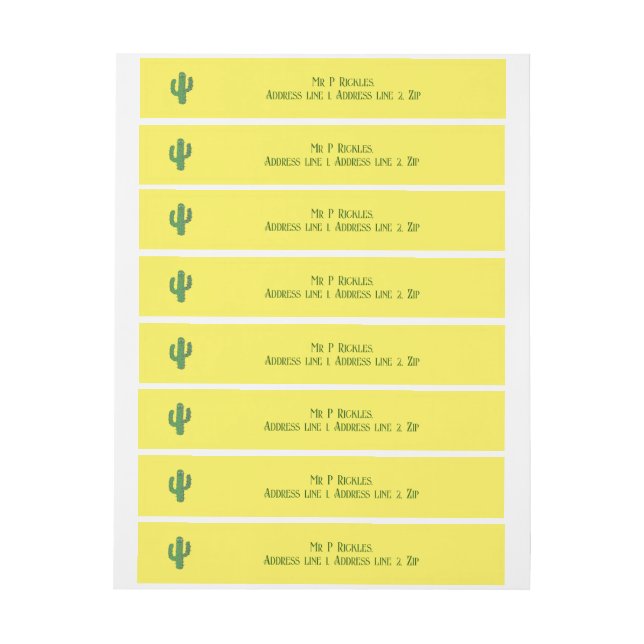 Day of the Dead Happy Cactus Custom Wraparound Address Label (Sheet)