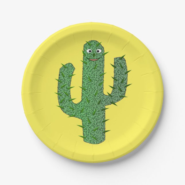 Day of the Dead Happy Cactus Paper Plate (Front)