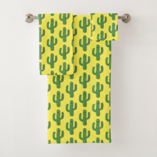 Day of the Dead Happy Cactus Patterned Bath Towel Set