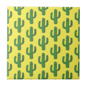 Day of the Dead Happy Cactus Patterned Ceramic Tile