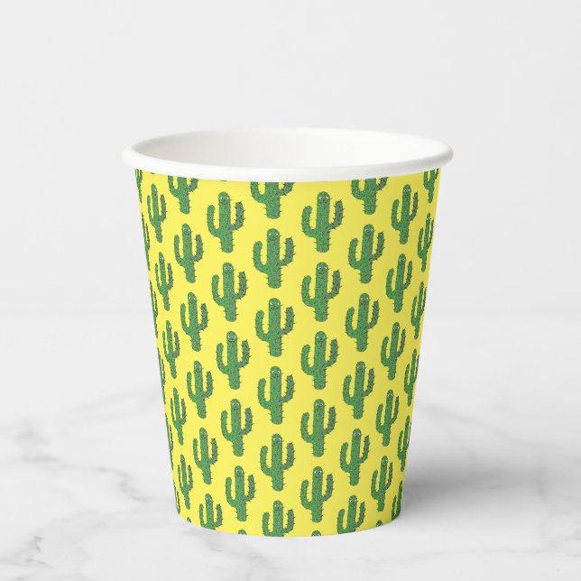 Day of the Dead Happy Cactus Patterned Paper Cups (Front)