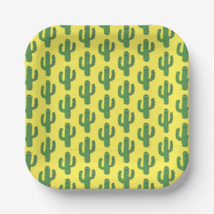 Day of the Dead Happy Cactus Patterned Paper Plate
