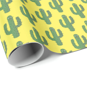 Day of the Dead Happy Cactus Patterned Wrapping Paper