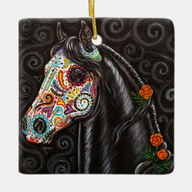 Day of the Dead Horse Art Ornament  (Front)