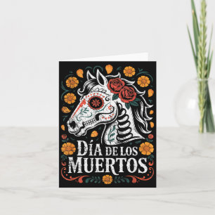 Day Of The Dead Horse Halloween Sugar Skull Costum Card