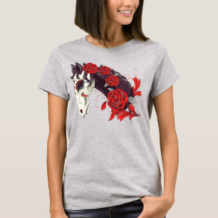 Day of the Dead Horse Skeleton with Roses T-Shirt
