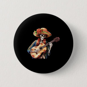 Day Of The Dead Lady Sugar Skull Dia De Los Muerto 6 Cm Round Badge