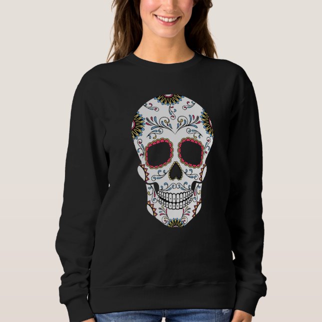 Day Of The Dead Large Sugar Skull Sweatshirt (Front)