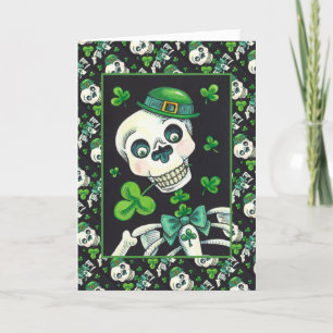 DAY OF THE DEAD LEPRECHAUN, ST. PADDY'S DAY SKULL HOLIDAY CARD