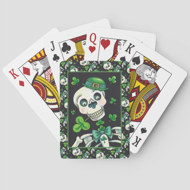 DAY OF THE DEAD LEPRECHAUN, ST. PADDY'S DAY SKULL PLAYING CARDS (Back)