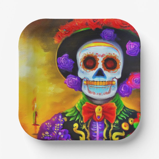 Day of the Dead Man 1 Paper Plate (Front)