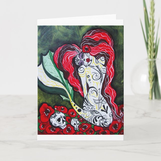 Day of the Dead Mermaid HEART Card (Front)