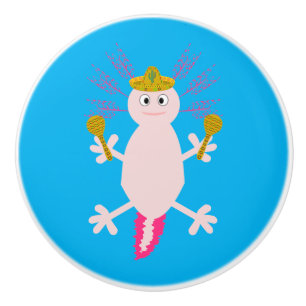 Day of the Dead Mexican Axolotl Ceramic Knob