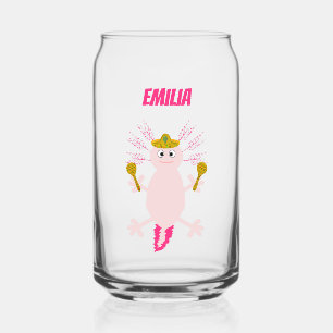 Day of the Dead Mexican Axolotl Custom Can Glass