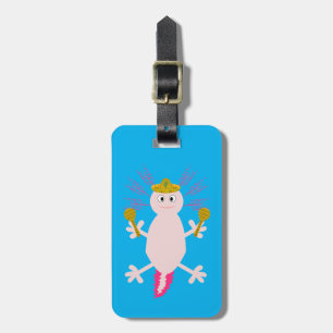 Day of the Dead Mexican Axolotl Custom Name Luggage Tag
