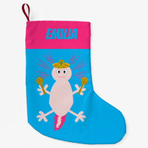 Day of the Dead Mexican Axolotl Custom Name Small Christmas Stocking
