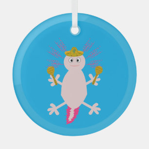 Day of the Dead Mexican Axolotl Glass Tree Decoration