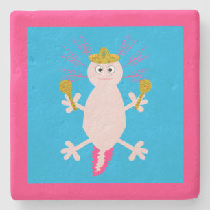 Day of the Dead Mexican Axolotl Stone Coaster