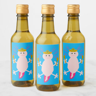 Day of the Dead Mexican Axolotl Wine Label