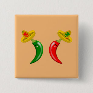 Day of the Dead Mexican Chilis 15 Cm Square Badge
