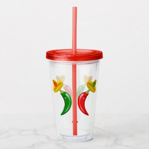 Day of the Dead Mexican Chilis Acrylic Tumbler