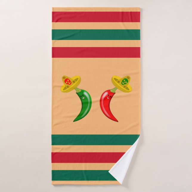 Day of the Dead Mexican Chilis Bath Towel (Bath Towel)