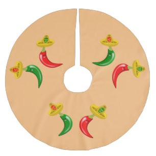 Day of the Dead Mexican Chilis Brushed Polyester Tree Skirt