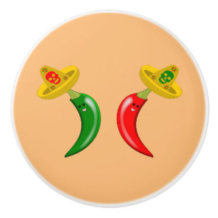 Day of the Dead Mexican Chilis Ceramic Knob