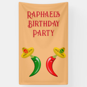 Day of the Dead Mexican Chilis Custom Birthday Banner