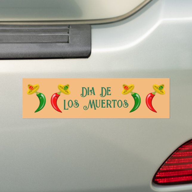 Day of the Dead Mexican Chilis Custom Bumper Sticker (On Car)