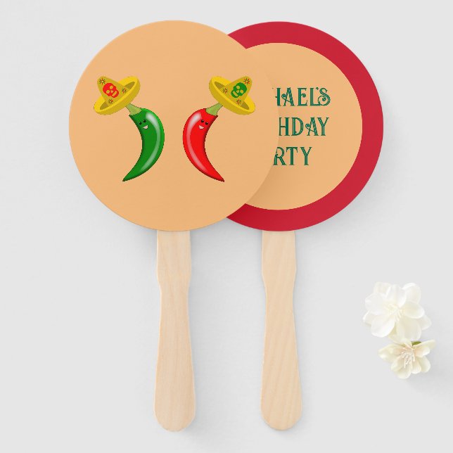 Day of the Dead Mexican Chilis Custom Hand Fan (Front and Back)