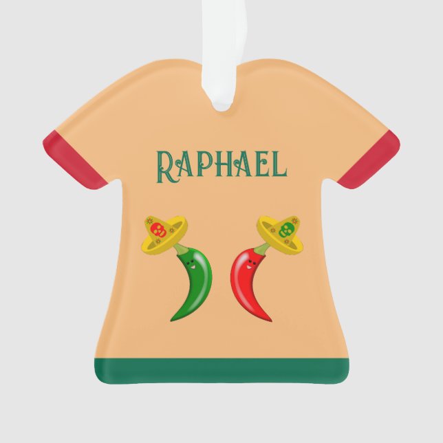 Day of the Dead Mexican Chilis Custom Name Ornament (Front)