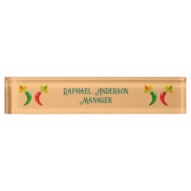 Day of the Dead Mexican Chilis Custom Nameplate (Front)