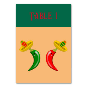 Day of the Dead Mexican Chilis Custom Party Table Number