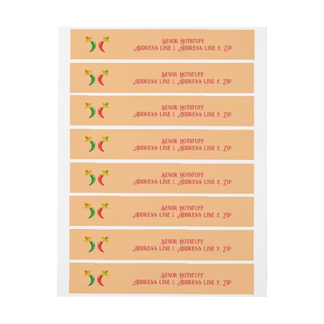 Day of the Dead Mexican Chilis Custom Wraparound Address Label (Sheet)