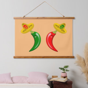 Day of the Dead Mexican Chilis Hanging Tapestry